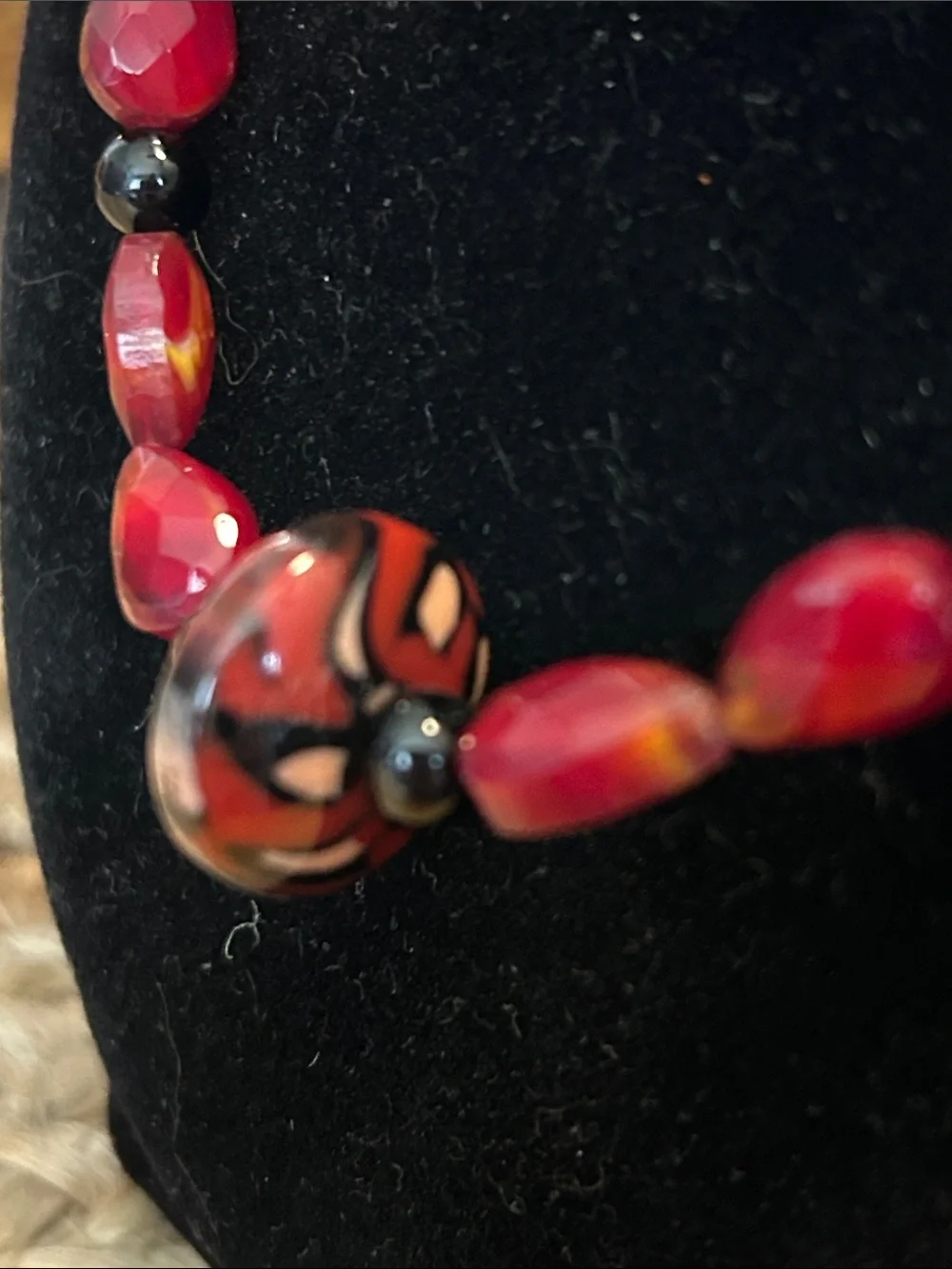 Red Beaded Necklace and Earrings Set Jewlery Set
